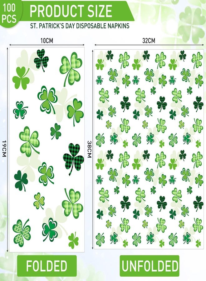 مارسبارك مناديل مارسبارك 100 قطعة لعيد القديس باتريك، مناشف ورقية للضيوف، مناشف يد خضراء للاستخدام مرة واحدة بنقشة البرسيم الأخضر للمنزل والمطبخ، لوازم حفلات عيد القديس باتريك الثقافية الأيرلندية (البرسيم الأخضر) - Image 2